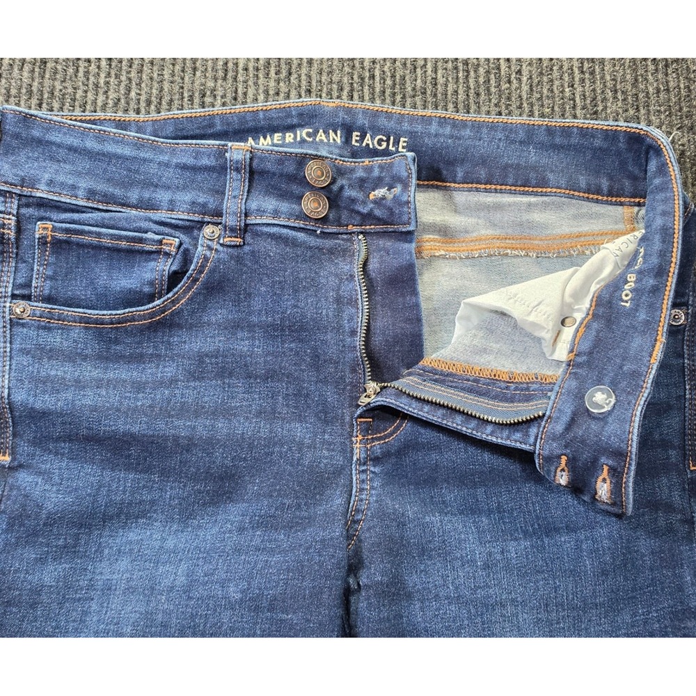 American Eagle Kick Boot Jeans Womens 12 Short Dark Wash Excellent Stretch Denim